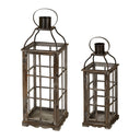 Farmhouse Wooden Candle Lanterns Set of 2 – Indoor & Outdoor Decorative Floor Lanterns