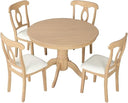 5-Piece Round Pedestal Dining Set with Cushioned Chairs