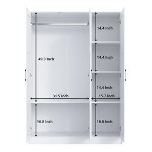 3-Door Wooden Wardrobe Closet
