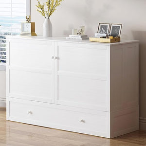 Queen Murphy Bed Cabinet with USB Charging & Storage