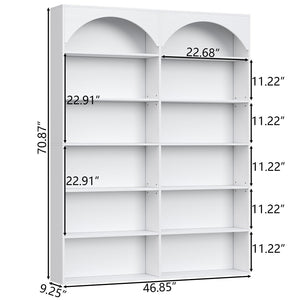 7-Tier Double Wide Bookcase with 12 Open Shelves