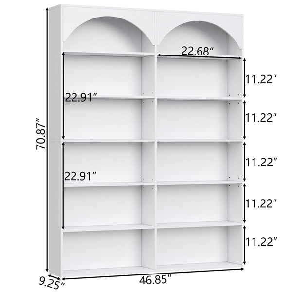 7-Tier Double Wide Bookcase with 12 Open Shelves