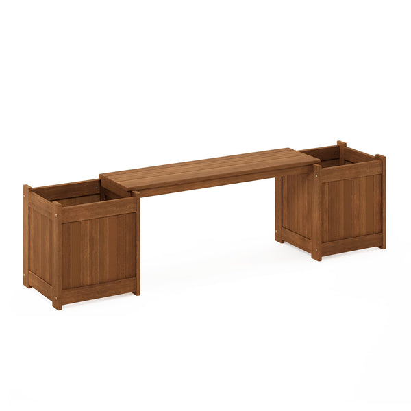 Outdoor Hardwood Planter Bench with Flower Box