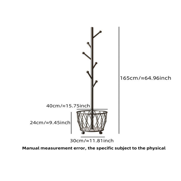Freestanding Metal Coat Rack with Basket