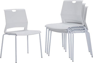 Stackable Chairs Set of 4 with Metal Frame