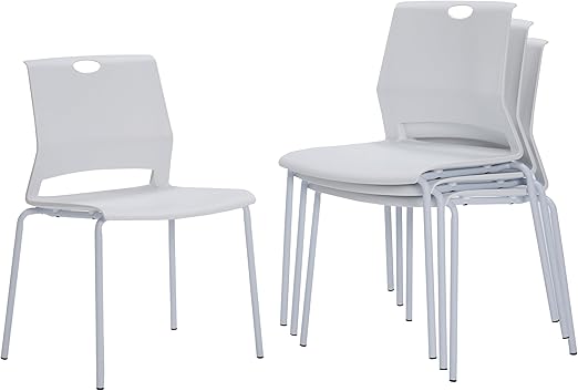Stackable Chairs Set of 4 with Metal Frame