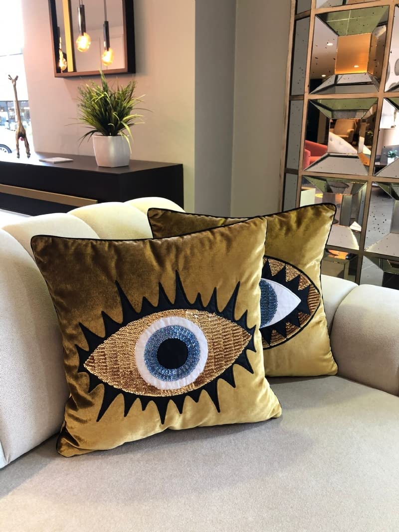 Evil Eye Velvet Throw Pillow Cover 18x18