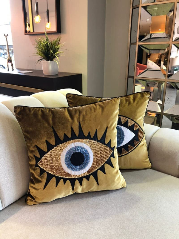 Evil Eye Velvet Throw Pillow Cover 18x18