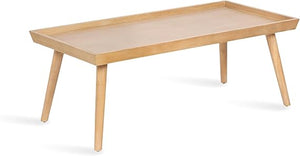 Mid-Century Wood Coffee Table with Tapered Legs & Adjustable Feet