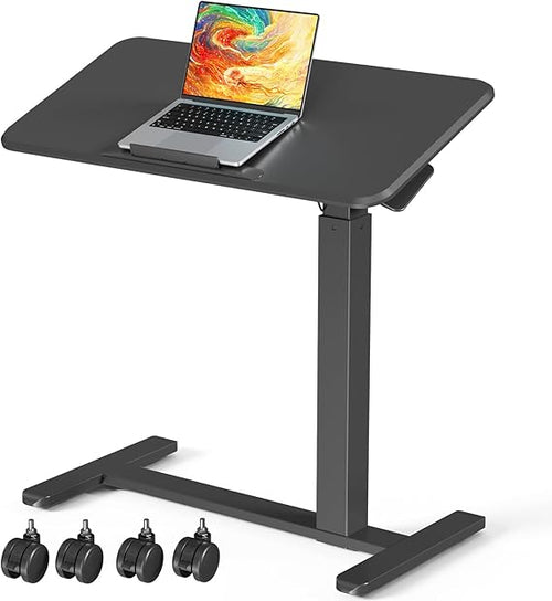 Height Adjustable Overbed Rolling Desk with Tiltable Laptop Surface