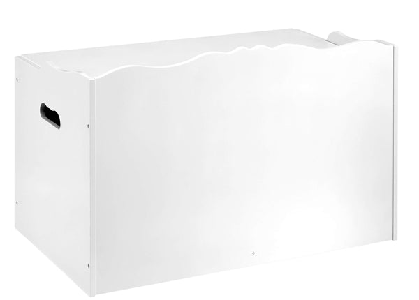 Amazon Basics Kids Wooden Toy Storage Chest with Safety Lid, Spacious Organizer for Bedroom, White, 30" x 18" x 19"
