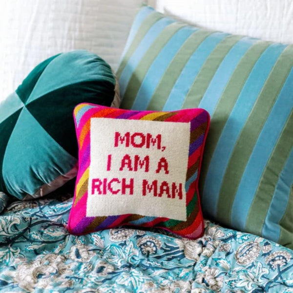 Needlepoint Decorative Throw Pillow 10" x 10"