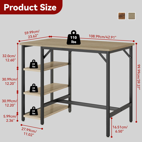 Bar Table with 3 Storage Shelves