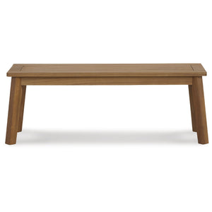 Outdoor Acacia Wood Dining Bench – Slatted Patio Seat, Light Brown