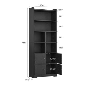 Tall Bookcase with Doors & Storage Shelves