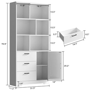 6-Tier Bookcase with Drawers & Cabinet