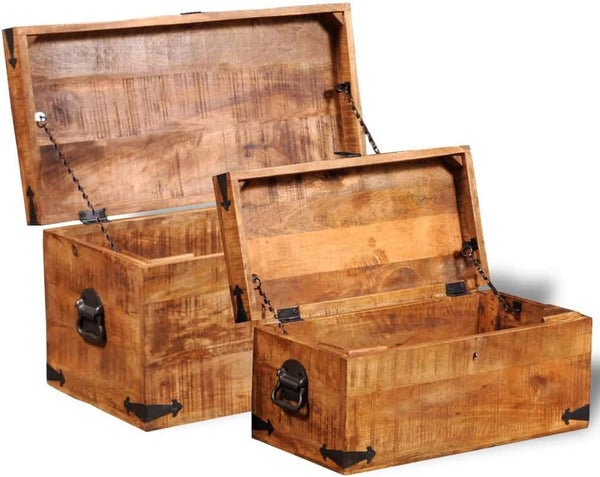 Mango Wood Storage Chest Set of 2