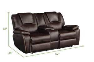 3-Piece Recliner Sofa Set – Bonded Leather, Brown