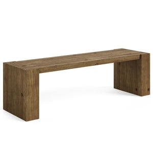 59-Inch Solid Wood Farmhouse Entryway Bench with Open Shelf