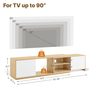 Extendable TV Stand for TVs up to 90 Inches with Storage Cabinets
