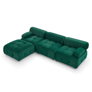 L-Shaped Modular Sectional Sofa with Reversible Ottoman – Green