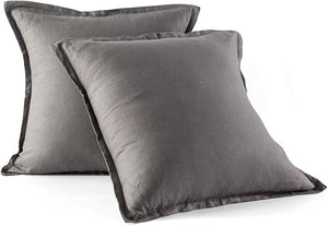 Washed Linen Euro Pillow Shams Set of 2 – 26x26 Ruffled Style