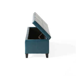 Teal PU Storage Ottoman Bench