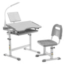 Kids Ergonomic Desk & Chair Set – Tilt Desktop, LED Light, Book Stand & Storage Drawer