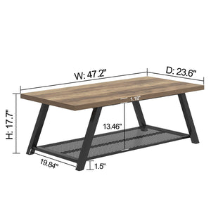 47" 2-Tier Coffee Table with Storage