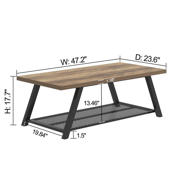47" 2-Tier Coffee Table with Storage