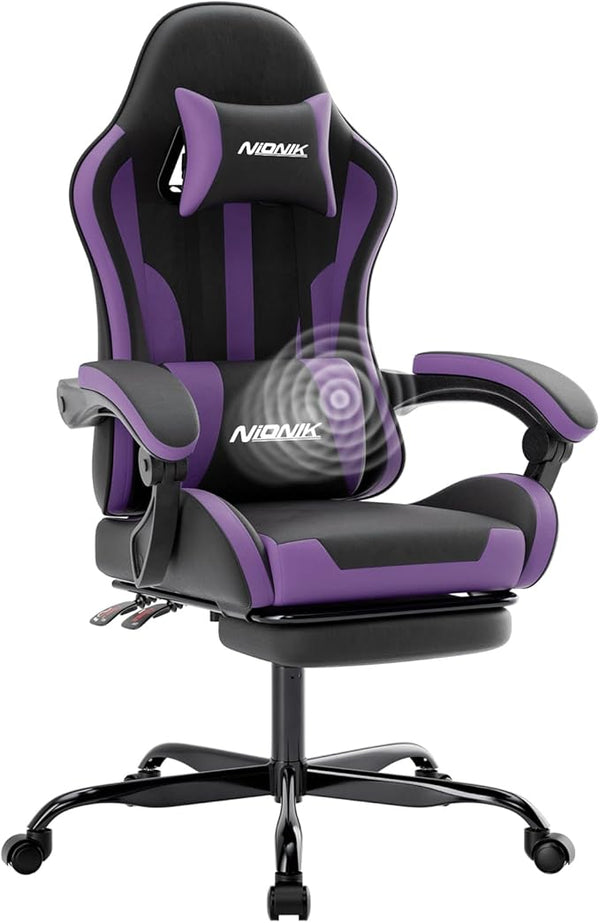 Ergonomic Gaming Chair with Footrest & Lumbar Support