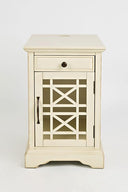 Farmhouse End Table with USB Charging Station – Narrow Nightstand for Bedroom & Living Room