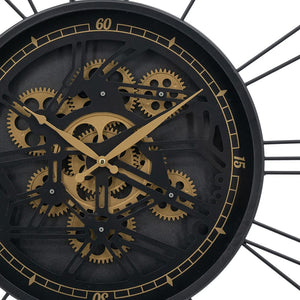 32-Inch Round Black Metal Gear Silent Wall Clock