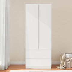 Modern Wardrobe Closet with Drawers & Hanging Rod