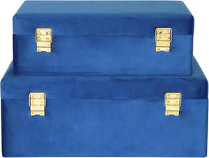 Velvet Storage Trunk Set of 2 with Gold Hardware