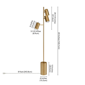 65" 3-Light Tree Floor Lamp with Adjustable Metal Cylinder Shades