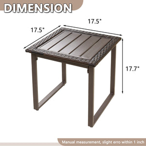 Square Wicker Outdoor Side Table Set of 2 – Rattan Patio End Tables