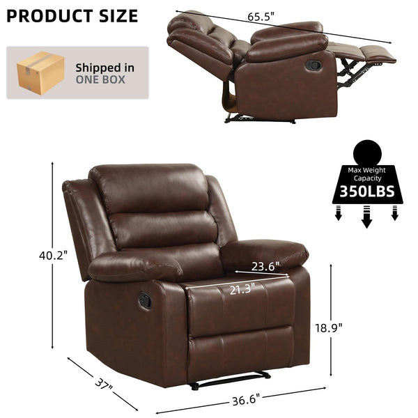 Manual Recliner Chair with Overstuffed Arms & Padded Back