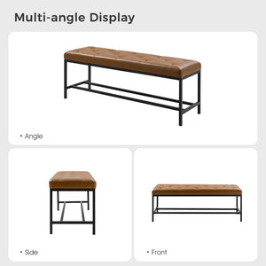 Upholstered Storage Ottoman Bench with Metal Legs – Camel