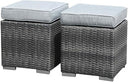 Square Wicker Ottoman Set of 2 with Cushions – Outdoor & Indoor
