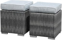 Outdoor Wicker Ottoman Set of 2 with Cushions