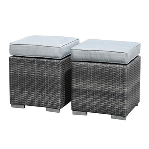 Square Wicker Ottoman Set of 2 with Cushions – Outdoor & Indoor