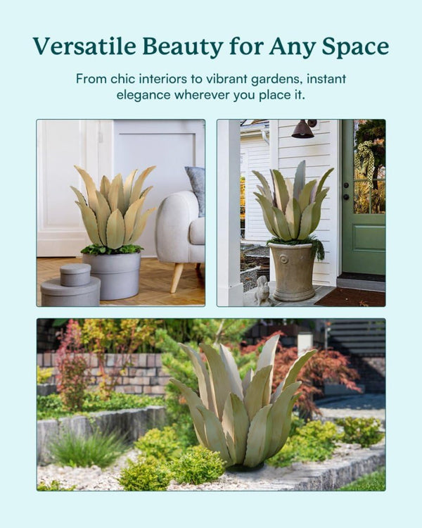 Metal Agave Plant Outdoor Decor Sculpture – 25.5" H Weather-Resistant Rustic Garden Art