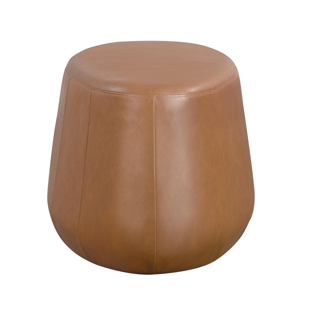 Oval Upholstered Ottoman – 40" Faux Leather