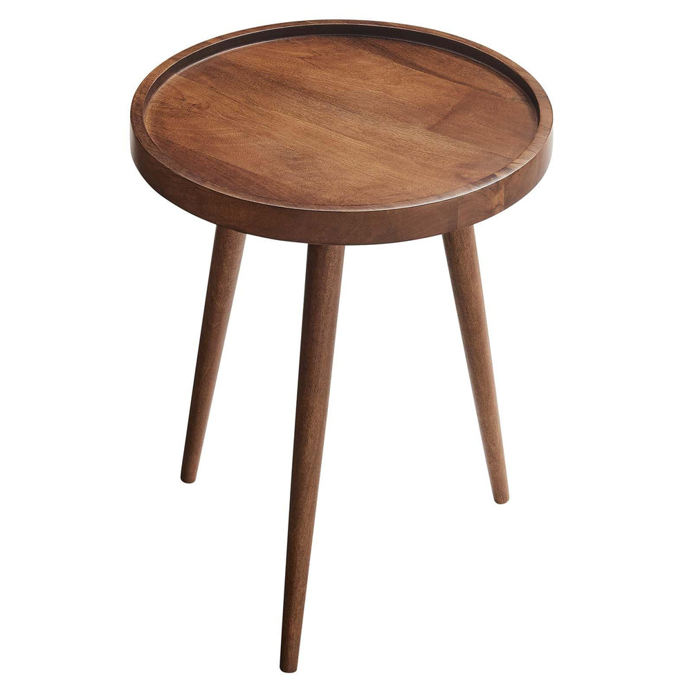 Round Wood Side Table with Tray Top