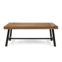 Outdoor Acacia Wood Coffee Table with Metal Frame