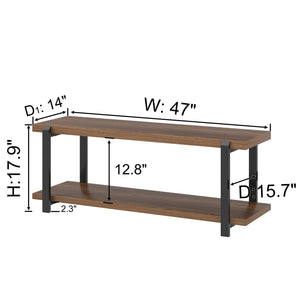 Entryway Bench with Shoe Storage | Wood & Metal Frame | 47 Inch