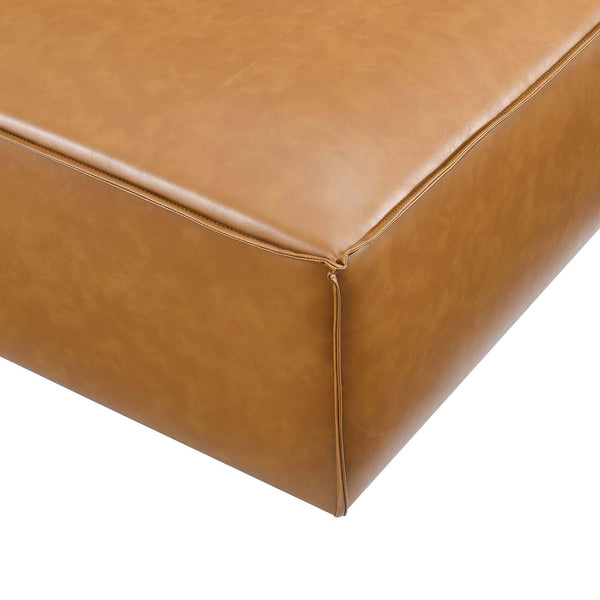 Vegan Leather Sectional Sofa Ottoman – Tan
