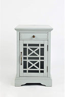 Farmhouse End Table with USB Charging Station – Narrow Nightstand for Bedroom & Living Room