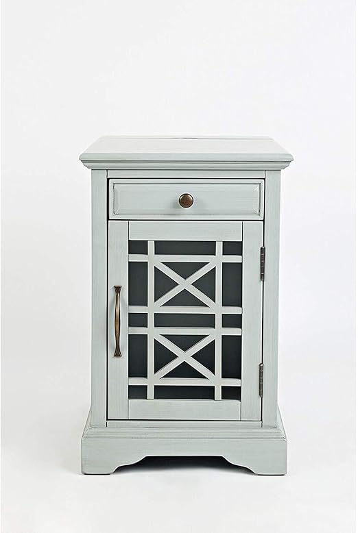 Farmhouse End Table with USB Charging Station – Narrow Nightstand for Bedroom & Living Room